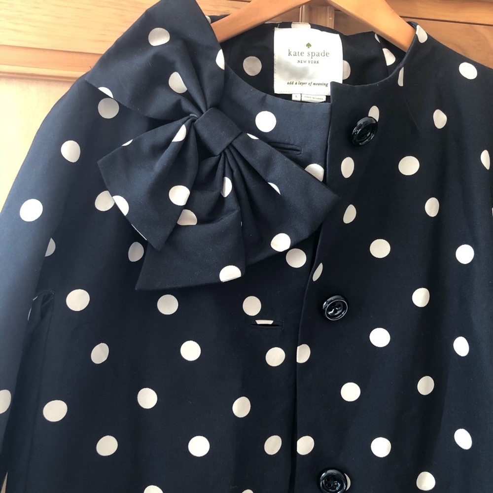 K Spade polka dot bow coat (L)